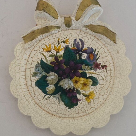 6 Piece BON JOUR Coasters Crackel Floral Design Stand Holder 6 Piece KOREN VTG - Picture 8 of 13